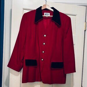 Red and Black Suit with Black Trim by Morgan Miller - Size 18
